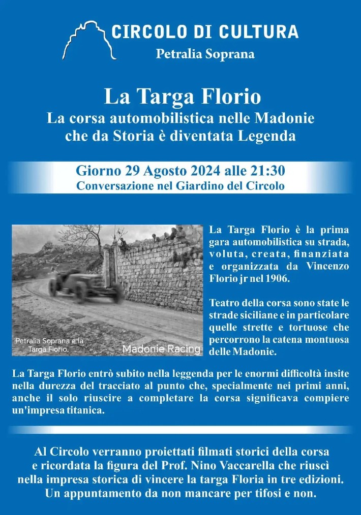 CONVERSAZIONE SULLA TARGA FLORIO A PETRALIA SOPRANA